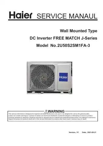 Haier J Series Service Manual first page preview