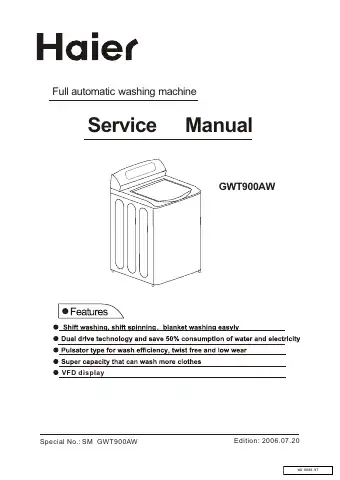 Haier GWT900AB Service Manual first page preview