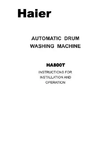 Haier HA800T Instructions For Installation And Operation Manual first page preview