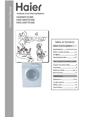 Haier HAS1000TVE Operation Manual first page preview