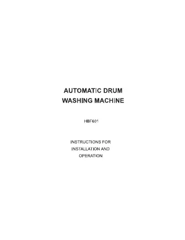 Haier HBF601 Instructions For Installation And Operation Manual first page preview