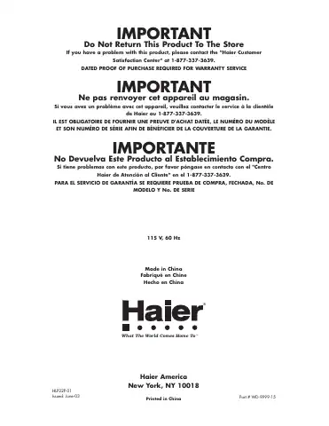 Haier HLP22P User Manual first page preview