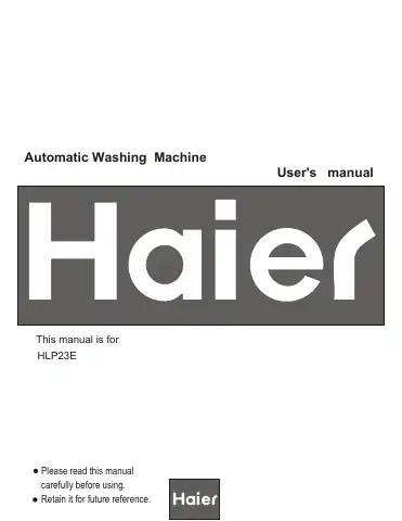 Haier HLP23E User Manual first page preview