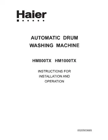 Haier HM1000TX Instructions For Installation And Operation Manual first page preview