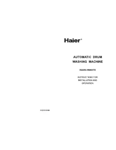 Haier HN800TX Instructions For Installation And Operation Manual first page preview