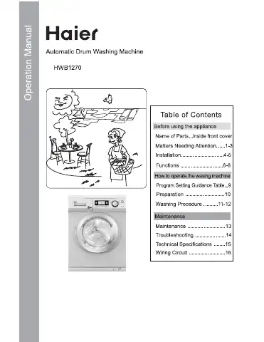 Haier HWB1270 Operation Manual first page preview