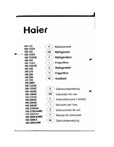 Haier HR-123 User Manual first page preview