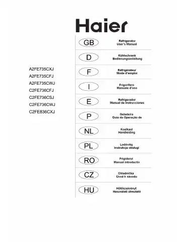 Haier A2FE735CXJ User Manual first page preview
