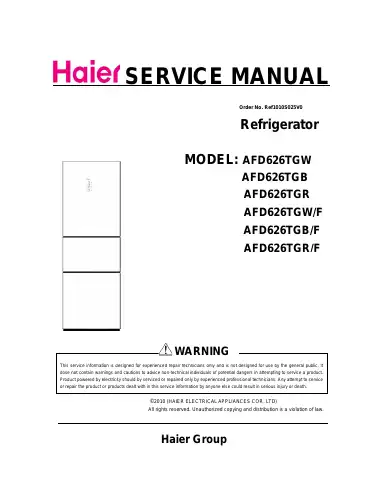 Haier AFD626TGW Service Manual first page preview