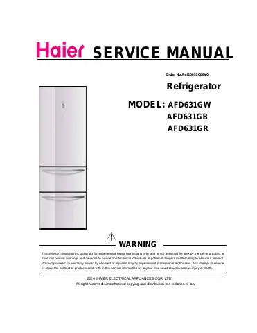 Haier AFD631GW Service Manual first page preview