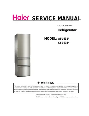 Haier AFL631 series Service Manual first page preview