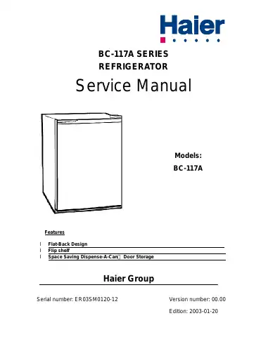 Haier BC-117A Series Service Manual first page preview