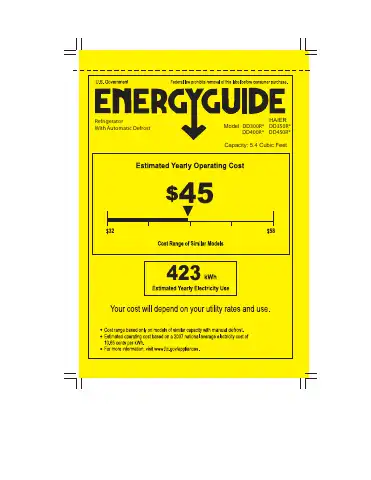 Haier DD300RW Energy Manual first page preview