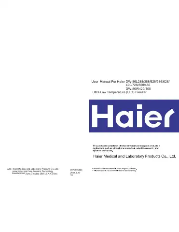 Haier DW-86L628 User Manual first page preview
