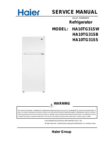 Haier HA10TG31SW Service Manual first page preview