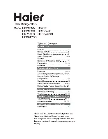 Haier HB21F Manual first page preview