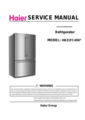 Haier HB21FC45N Series Service Manual first page preview