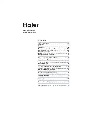 Haier HB21FWNN User Manual first page preview