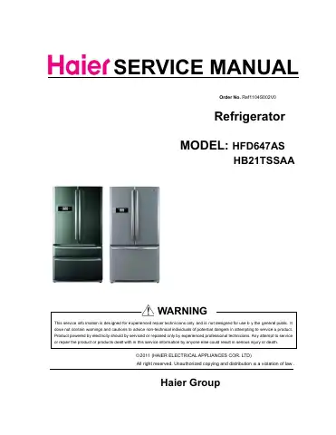 Haier HFD647AS Service Manual first page preview