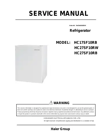 Haier HC17SF10RB Service Manual first page preview