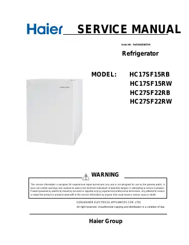 Haier HC17SF15RB Service Manual first page preview