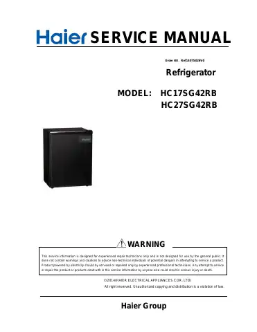 Haier HC17SG42RB Service Manual first page preview