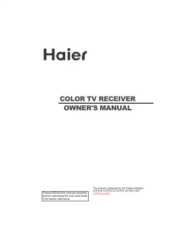Haier 21FA1 Owner's Manual first page preview