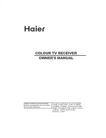 Haier 21NT1 Owner's Manual first page preview