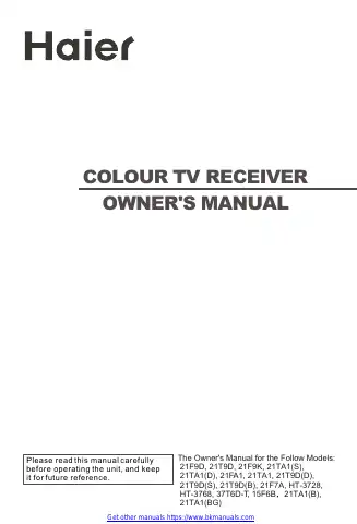 Haier 21F9D Owner's Manual first page preview