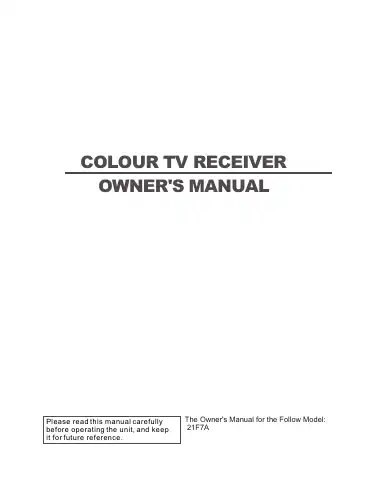 Haier 21F7A Owner's Manual first page preview