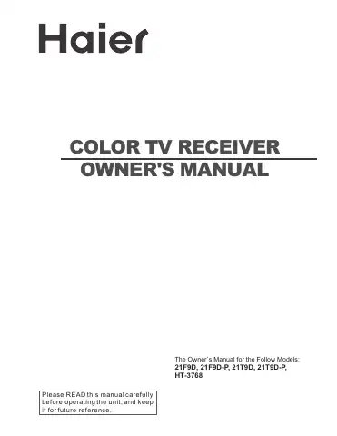 Haier 21F9D Owner's Manual first page preview