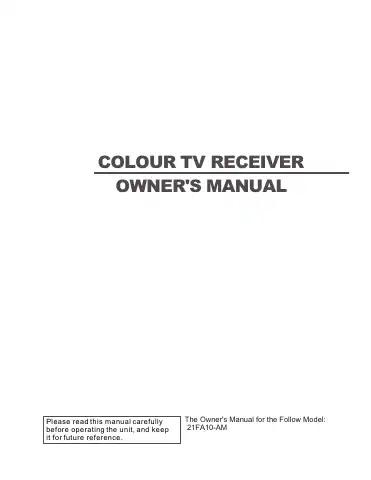 Haier 21FA10-AM Owner's Manual first page preview