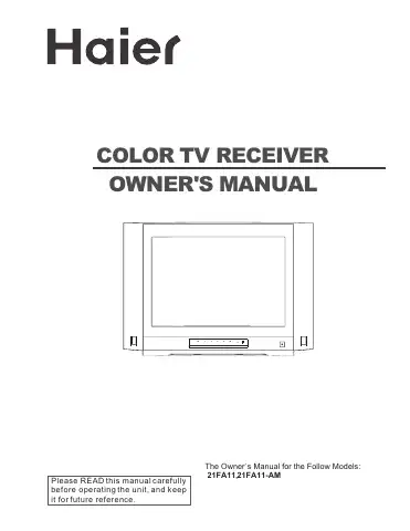Haier 21FA11-AM Owner's Manual first page preview