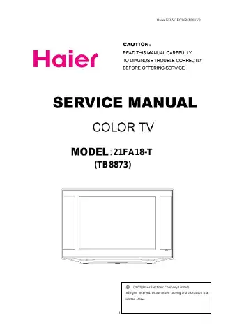 Haier 21FA18-T Service Manual first page preview