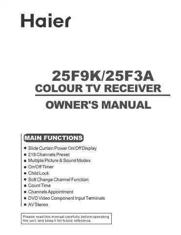 Haier 25F3A Owner's Manual first page preview