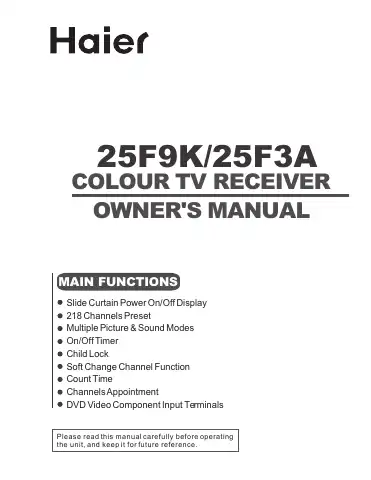Haier 25F9K-T Owner's Manual first page preview