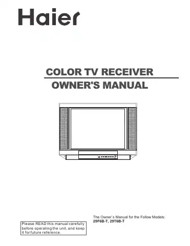 Haier 29F6B-T Owner's Manual first page preview