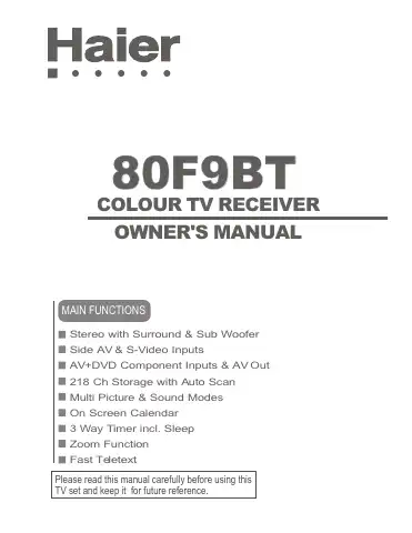 Haier 34T9B Owner's Manual first page preview