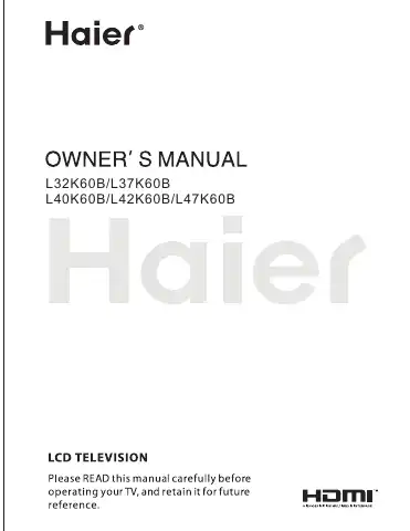 Haier L32K60B User Manual first page preview