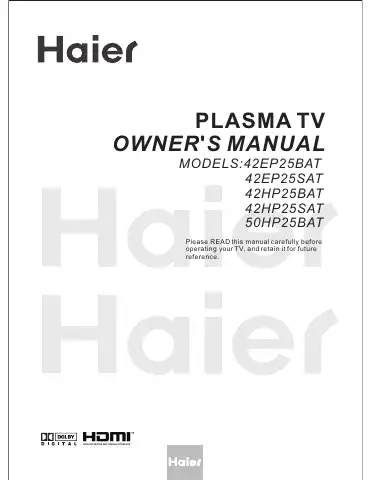 Haier 42EP25SAT Owner's Manual first page preview