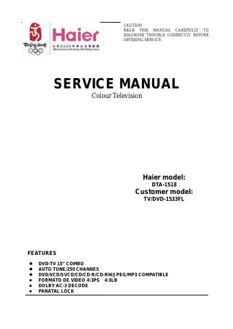 Haier DTA-1518 Service Manual first page preview