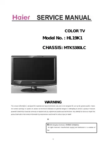 Haier HL19K1 Service Manual first page preview