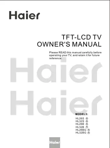 Haier HL26B-A Owner's Manual first page preview