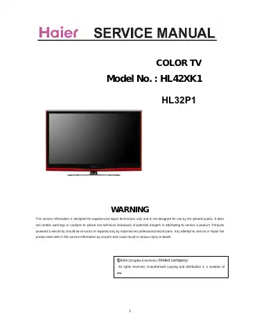 Haier HL42XK1 Service Manual first page preview