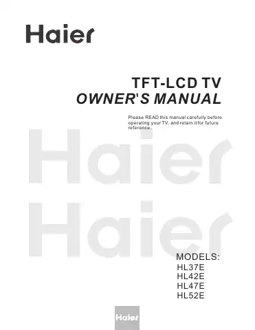 Haier HL37E Owner's Manual first page preview