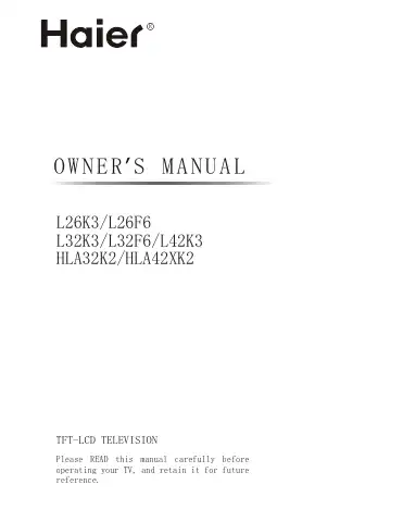 Haier L26F6 User Manual first page preview