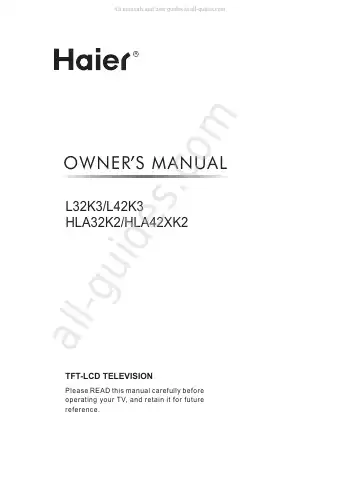 Haier HLA42K2 Owner's Manual first page preview