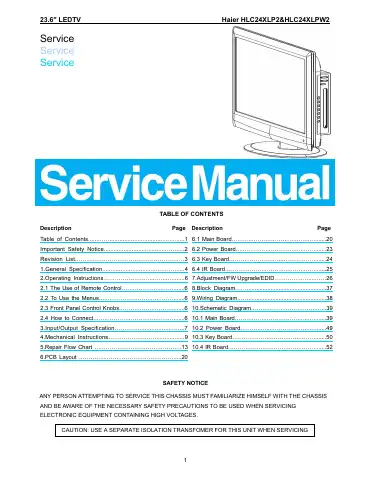 Haier HLC24XLP2 Service Manual first page preview