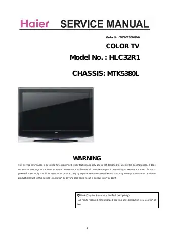 Haier HLC32R1 Service Manual first page preview