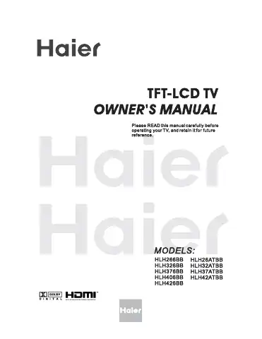 Haier HLH326BB - 32" LCD TV User Manual first page preview